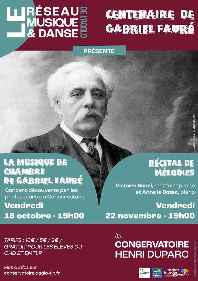 La musique de chambre de Gabriel Fauré - Concert-découverte de son oeuvre à travers divers instruments, interprété par les professeurs du conservatoire